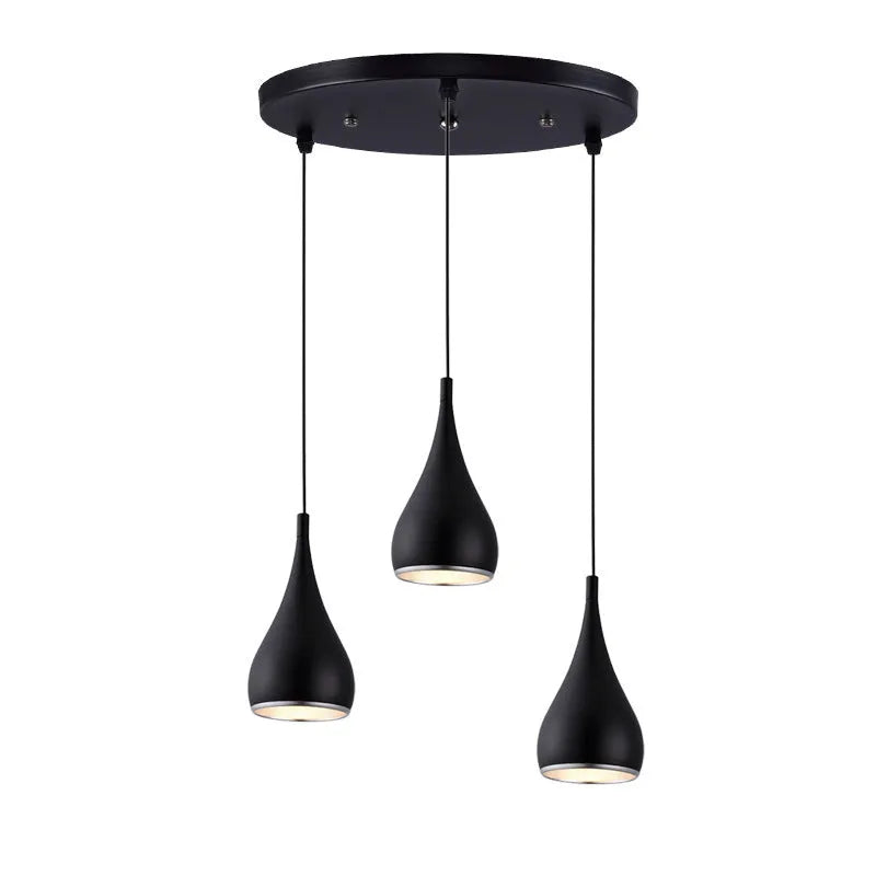 Minimalist iron restaurant chandelier bedside lamp in black, chrome or white finishes