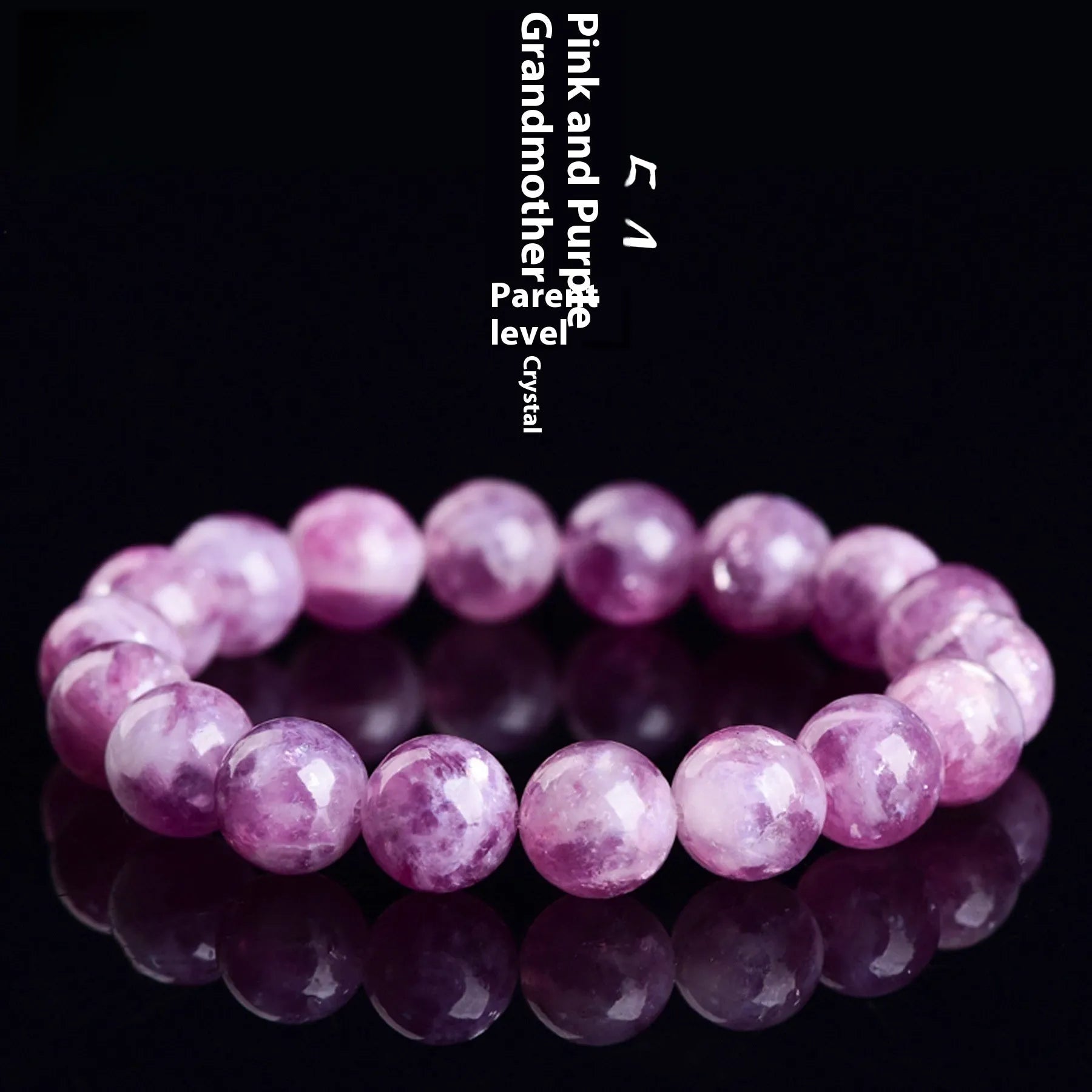 Purple polished grandmother crystal bead bracelet in geometric unisex Korean style.