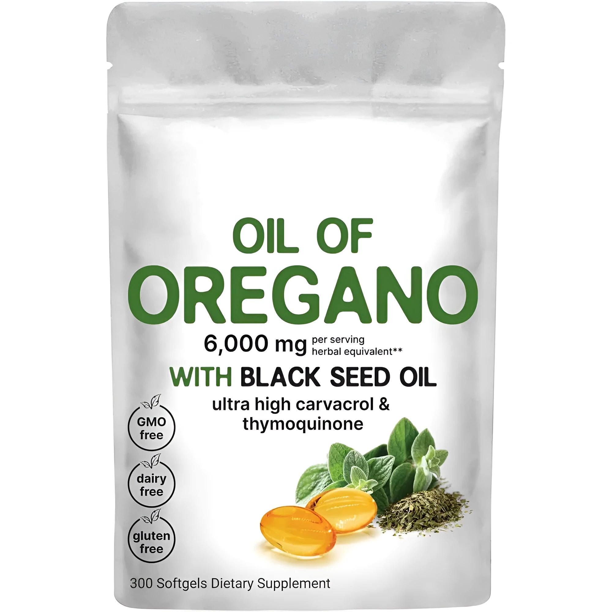 Bottle of Butter Black Seed Oil Soft Capsules dietary supplement, showing 180 or 300 tablet options.