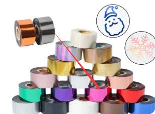 Roll of golden electrochemical aluminium hot stamping foil for leather and plastic branding.