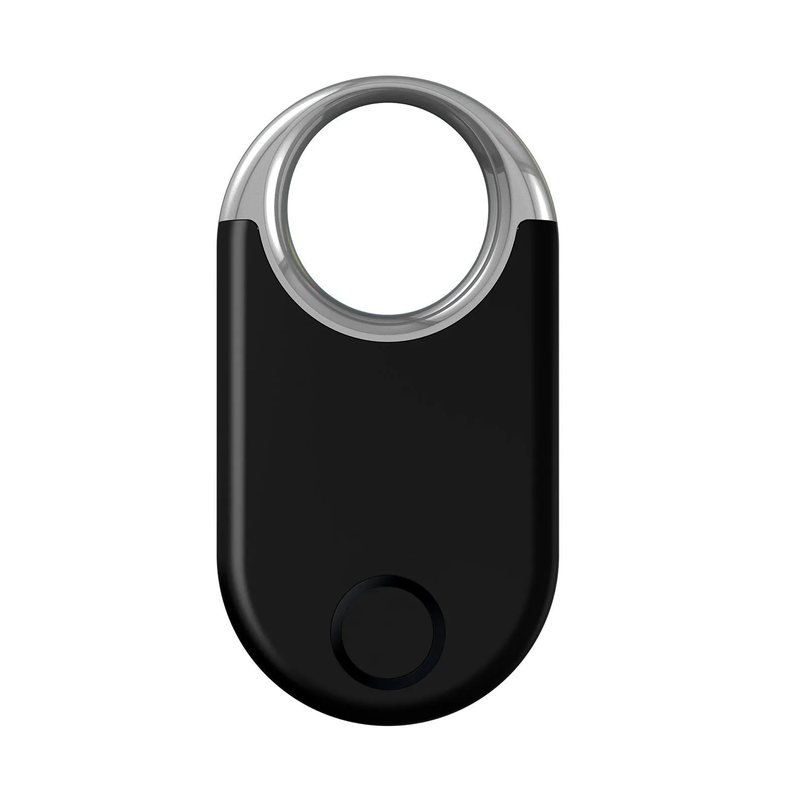 Black and white GPS anti-loss tracking device showing compact 55.1mm size with USB charging port
