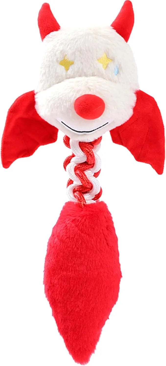 44cm plush dog toy with squeaker and rattle sounds in black, green, or red colours for large dogs