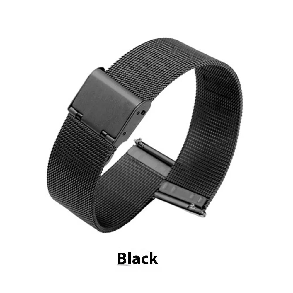 Milani silk woven stainless steel watch band in silver, black, rose gold and gold colours