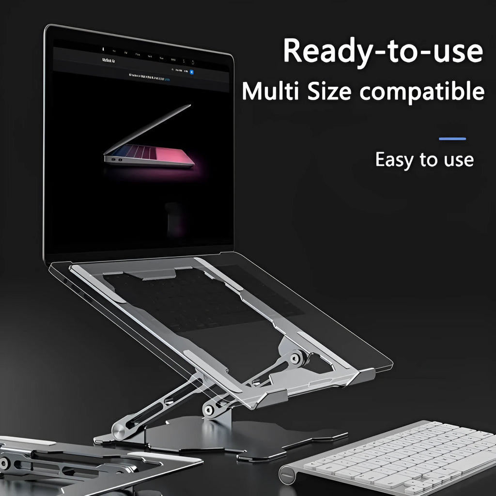 Aluminum alloy adjustable laptop stand in grey or white for devices up to 15 inches