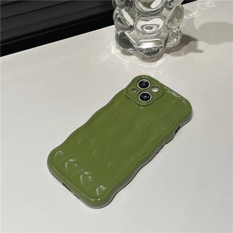 Silicone mobile phone case with water ripple design for iPhone 17 series in green colour