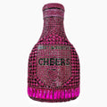 Gold hard shell champagne bottle clutch bag with rhinestones and alloy chain