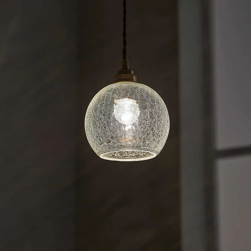 Brass chandelier with glass ball shades in diamond colour, showing 17.5cm by 15cm size