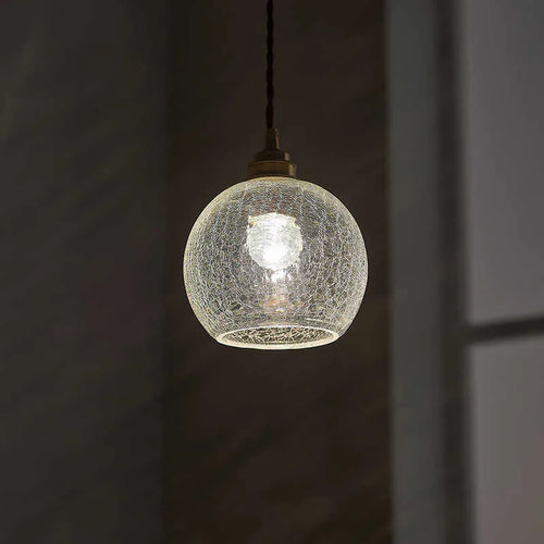 Brass chandelier with glass ball shades in diamond colour, showing 17.5cm by 15cm size