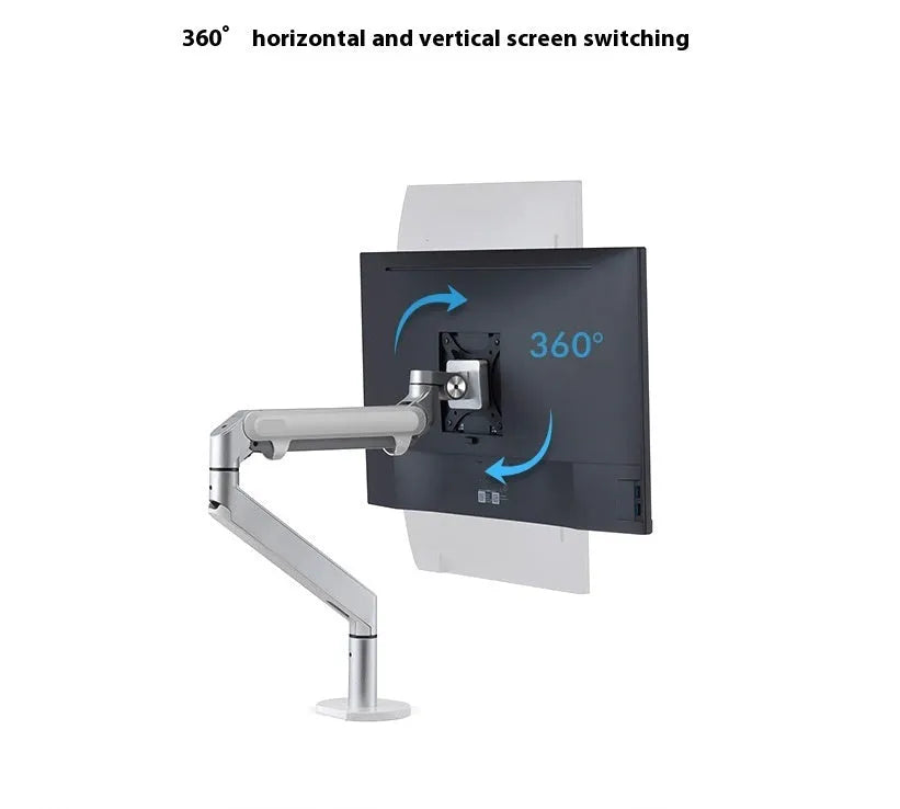 Adjustable aluminum computer stand with air pressure arm bracket in silver or black colour
