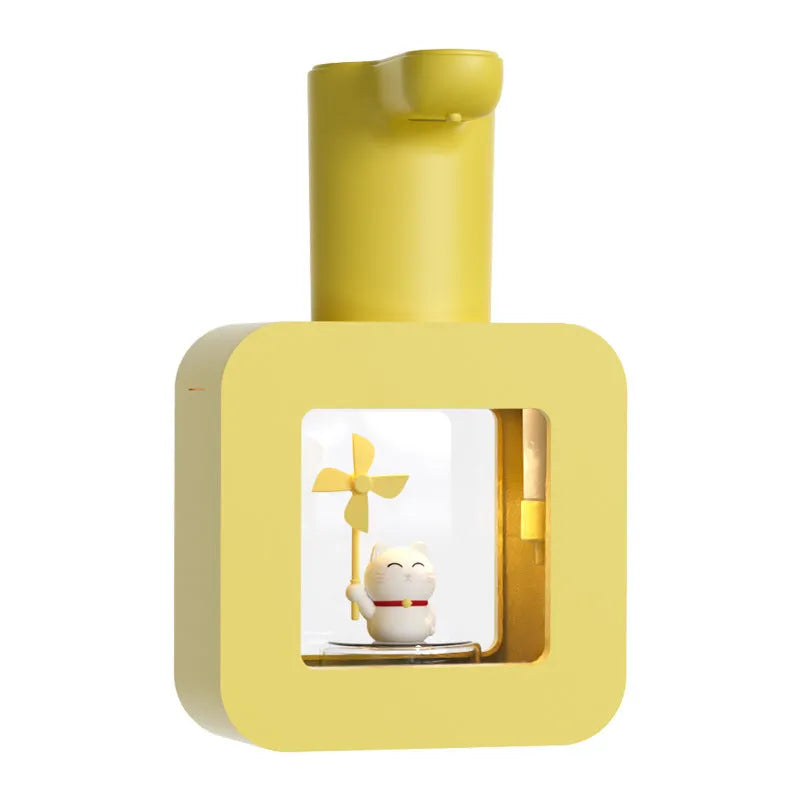 Pink automatic sensor soap dispenser with unicorn cartoon design for kids bathroom