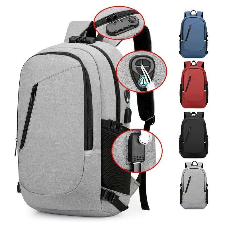 Oxford cloth computer backpack in blue colour with 20-35L capacity showing street trend style
