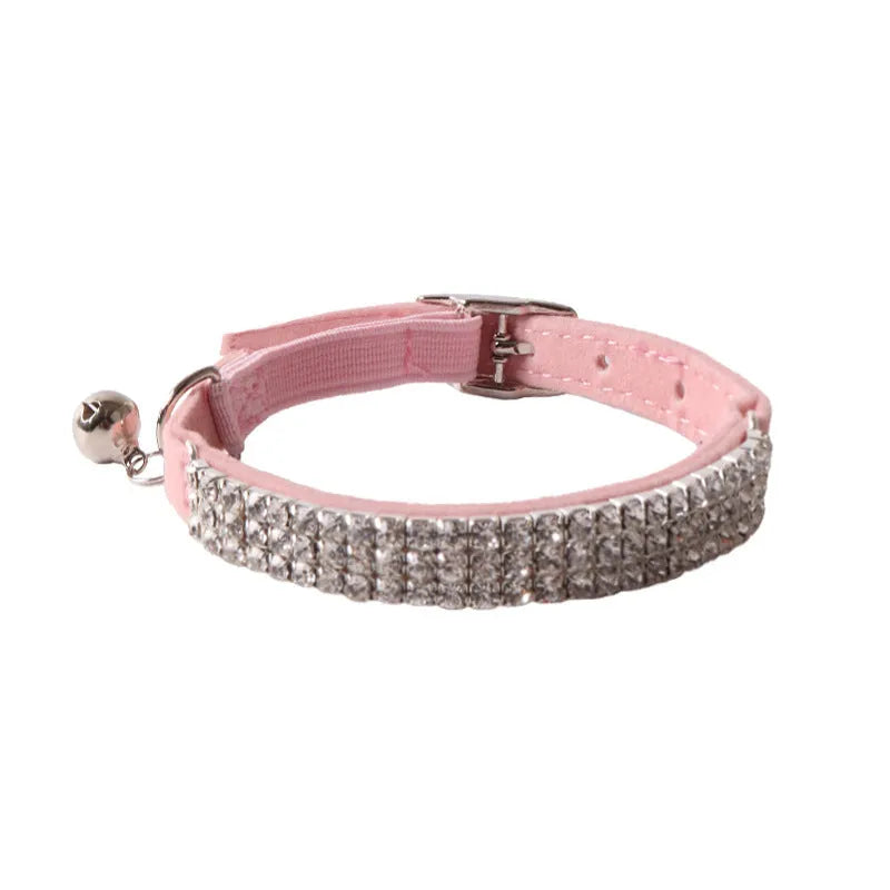 Soft flocking pet collar with elastic section and buckle fastener in multiple colour options.