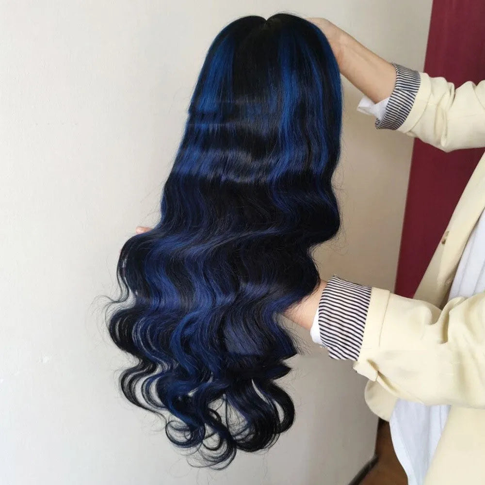 Real human hair lace front wig with 4x4 lace frontal shown in a long length style.