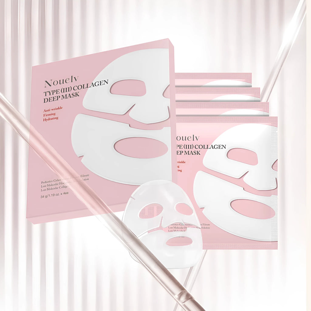 Four-piece collagen layered patch mask set for facial moisturising and rejuvenation