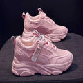 Women's platform casual shoes with breathable mesh upper and hollow-out design in various colour options