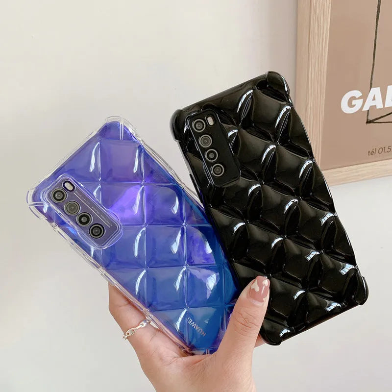 Silicone Huawei smartphone case in solid colours showing back cover design for P30 P40 Mate40 Nova series phones