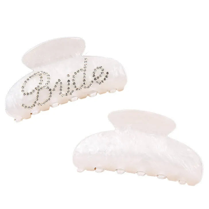 Acrylic barrette with spot drill pattern in pink or white, 10cm double-sided hair clip