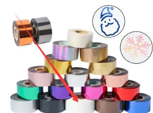 Roll of golden electrochemical aluminium hot stamping foil for leather and plastic branding.
