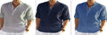 Men's solid colour long sleeve shirt with a stand collar, shown in a light blue shade
