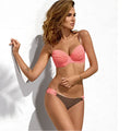 Women's solid colour swimsuit with pleated detail on the front, shown in various colours.