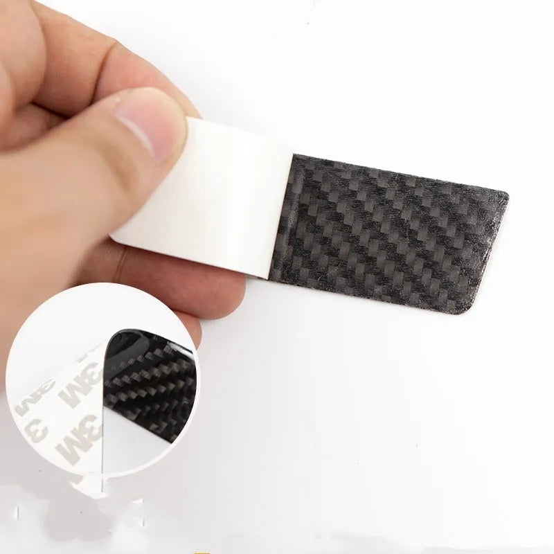 Set of 4 black carbon fibre effect adhesive door handle protection patches for Tesla Model S interior