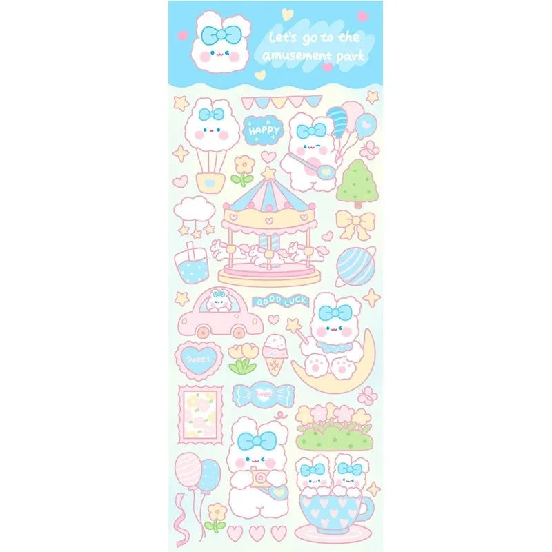 PVC waterproof cartoon-style decorative stickers for notebooks and planners.