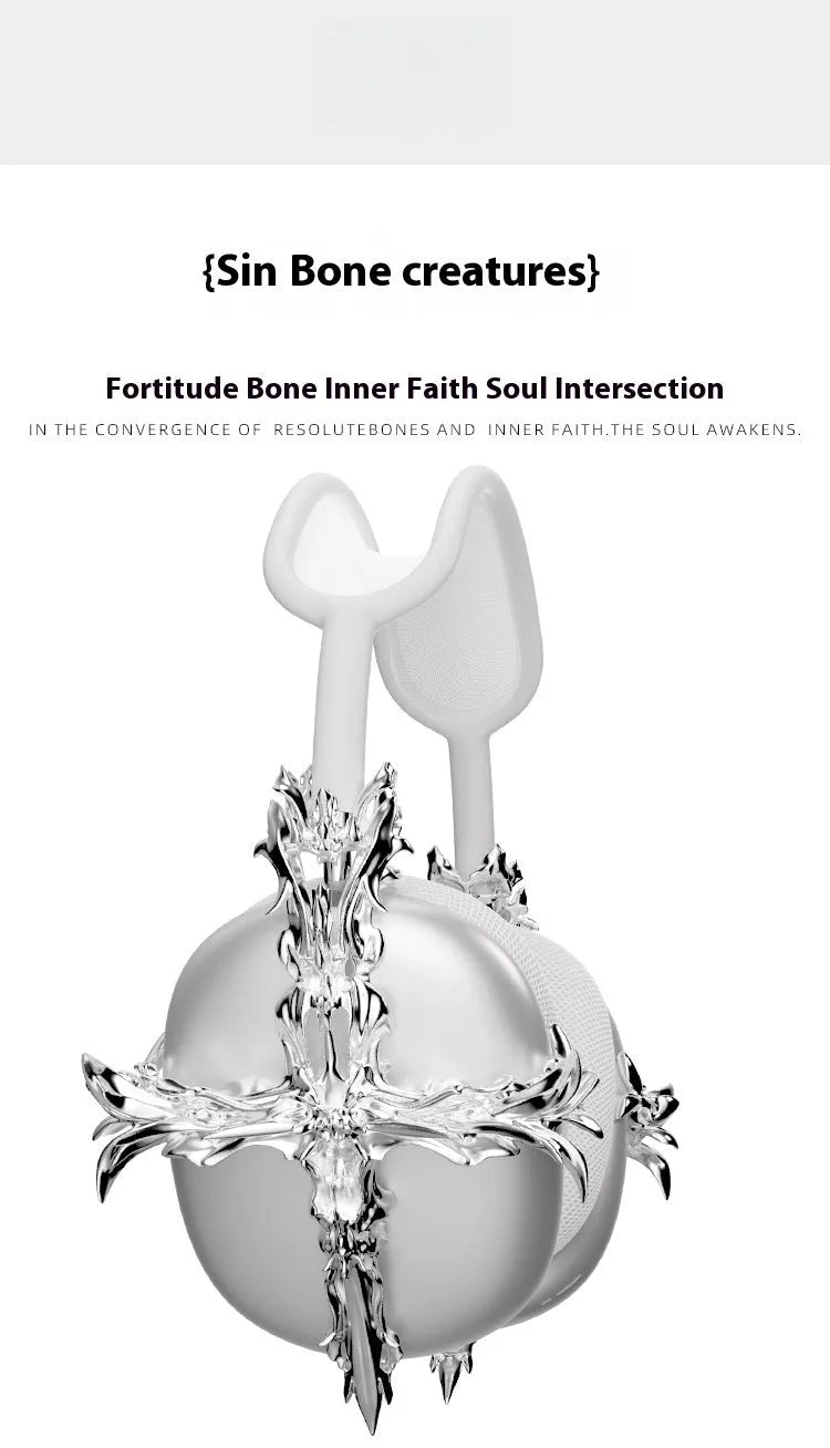 Gothic resin cross headphone cover for Apple AirPods Max in silver colour