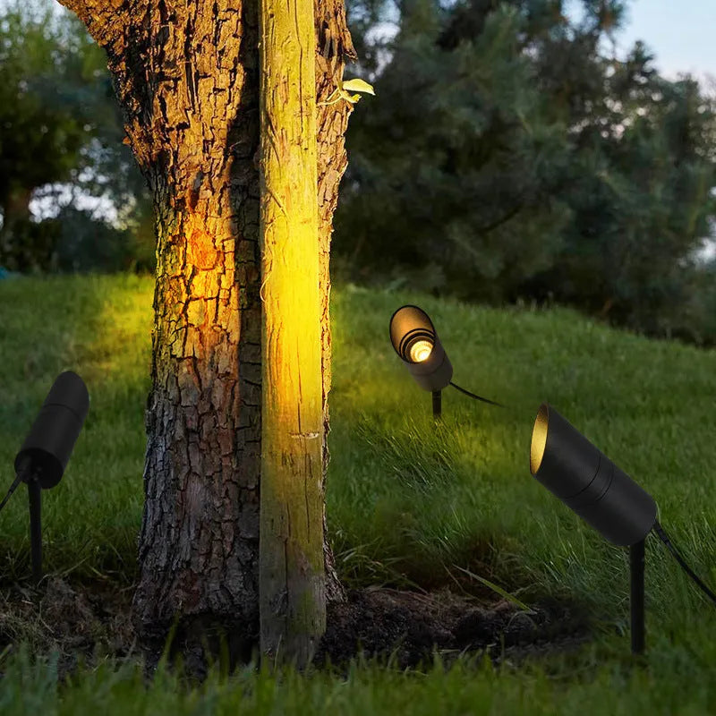 Aluminium outdoor ground lamp with spike base for garden installation featuring IP65 waterproof rating