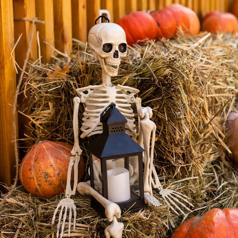 90cm tall plastic Halloween skeleton with movable joints for outdoor decoration