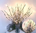 LED simulation branch light in vase with warm white and silver branches for room decoration