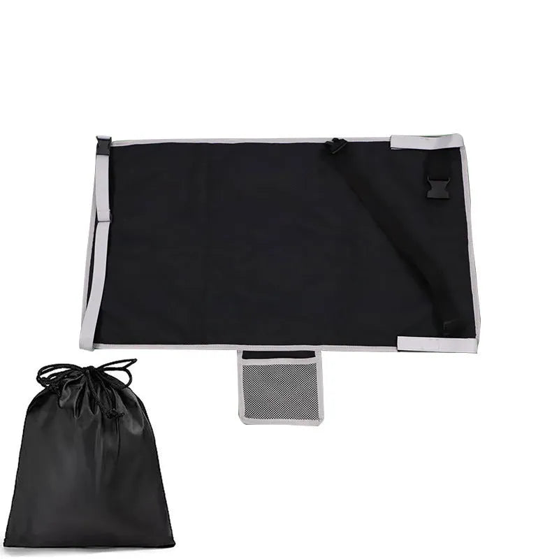 Portable blue children's aircraft pedal seat extender with extension device and drawstring pocket
