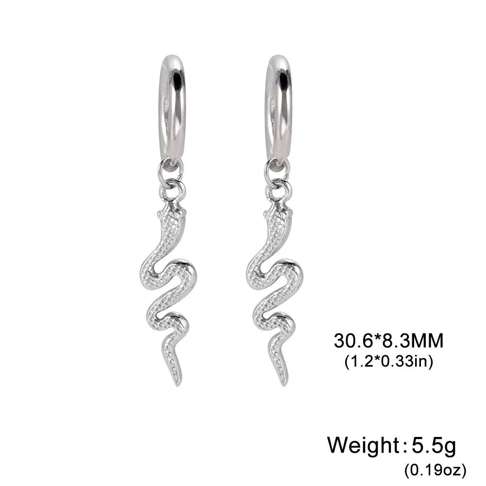 Gold plated stainless steel snake-shaped vintage clip-on earrings for women.