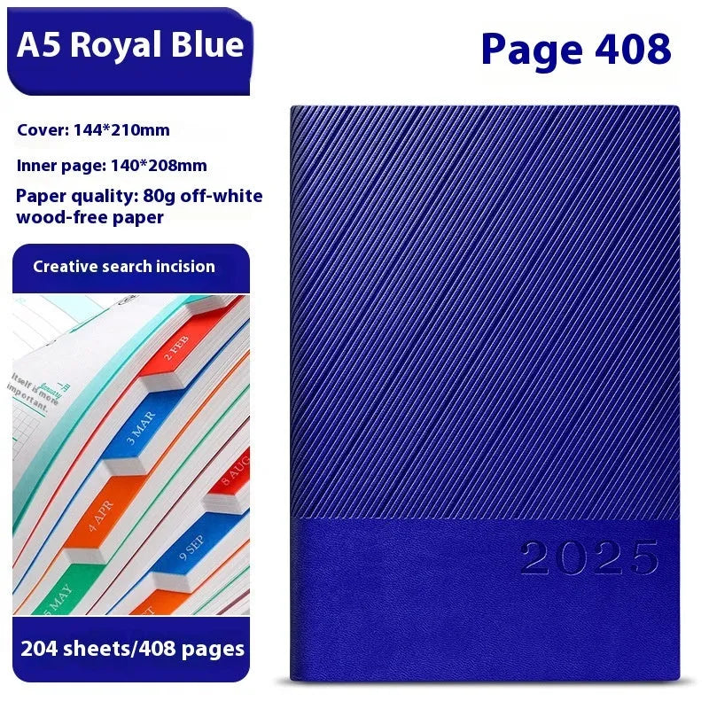 Office thick notepad with striped PU leather cover showing bean green colour option