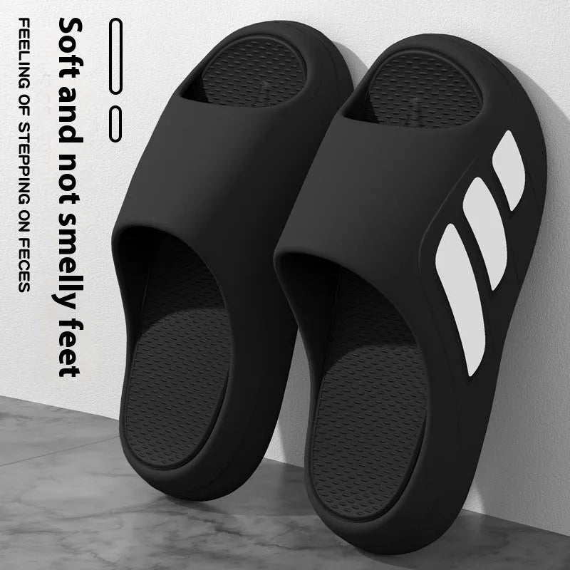 Men's thick-soled EVA platform slippers in flip-flop style, shown in various colour options.