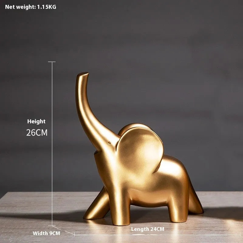 Fortune Bring Elephant ornament in rose gold or white, modern minimalist resin decoration