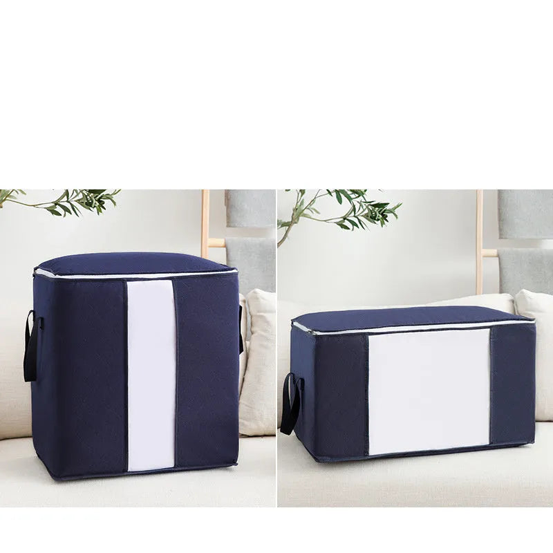Non woven fabric quilt storage organiser bag with compression seal in beige colour