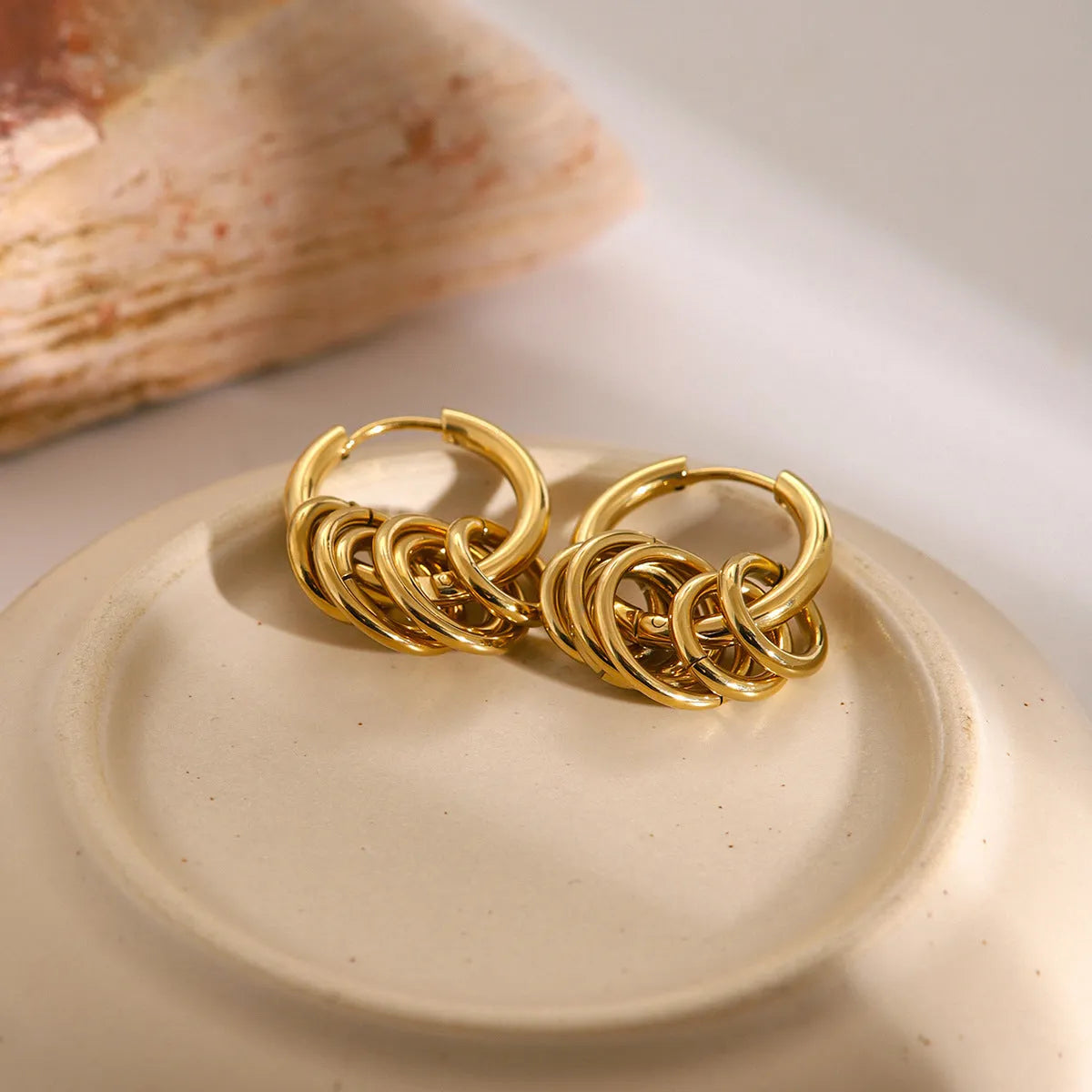 Stainless steel electroplated earrings with colour matching in two finish options