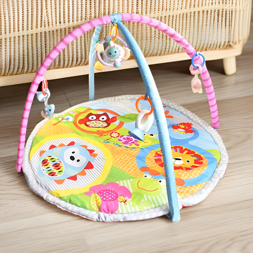Velvet baby gymnastic rack game blanket with interactive toys in small animal or big animal designs