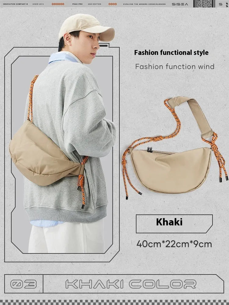 Men's nylon messenger bag in urban simplicity style with large capacity for commuting