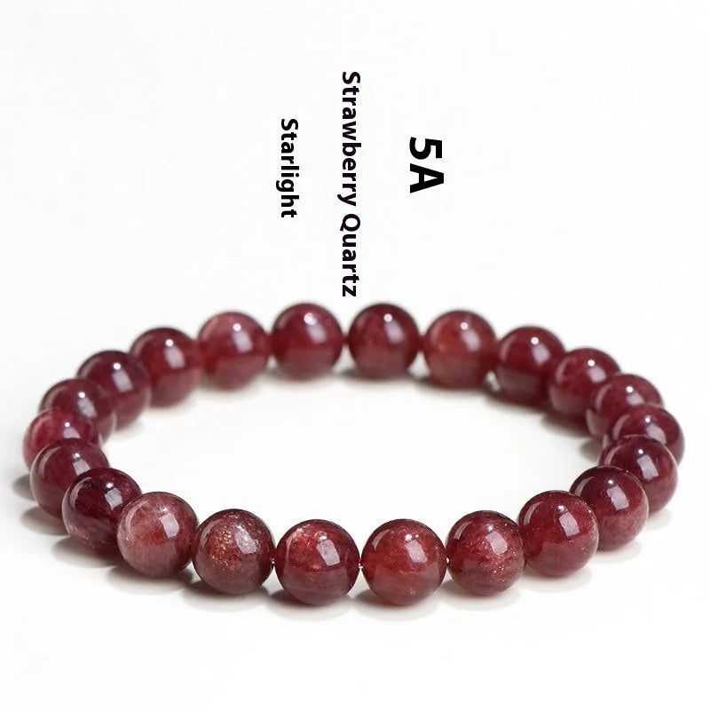 A bracelet made of geometrically cut, pink strawberry quartz beads in three size options.