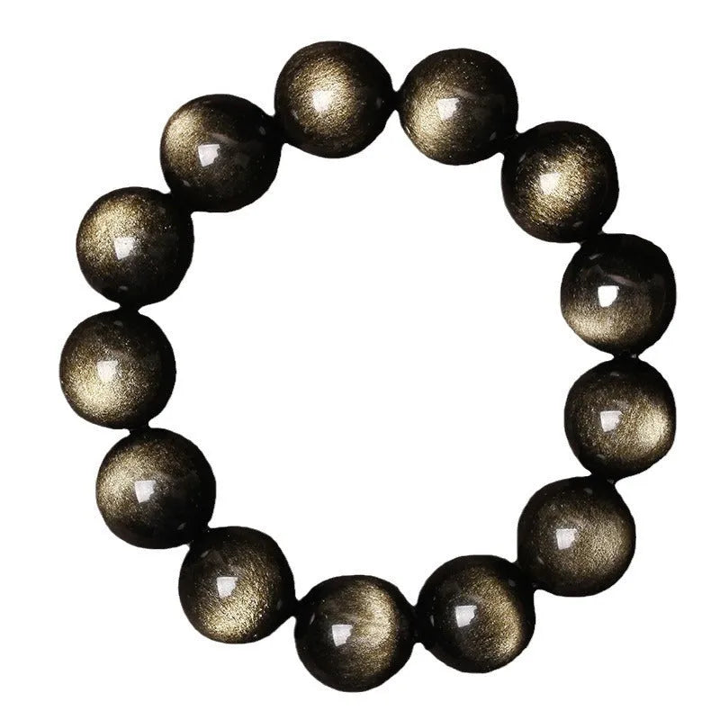 Hand-woven round obsidian bead bracelet in multiple colour options on a wrist.