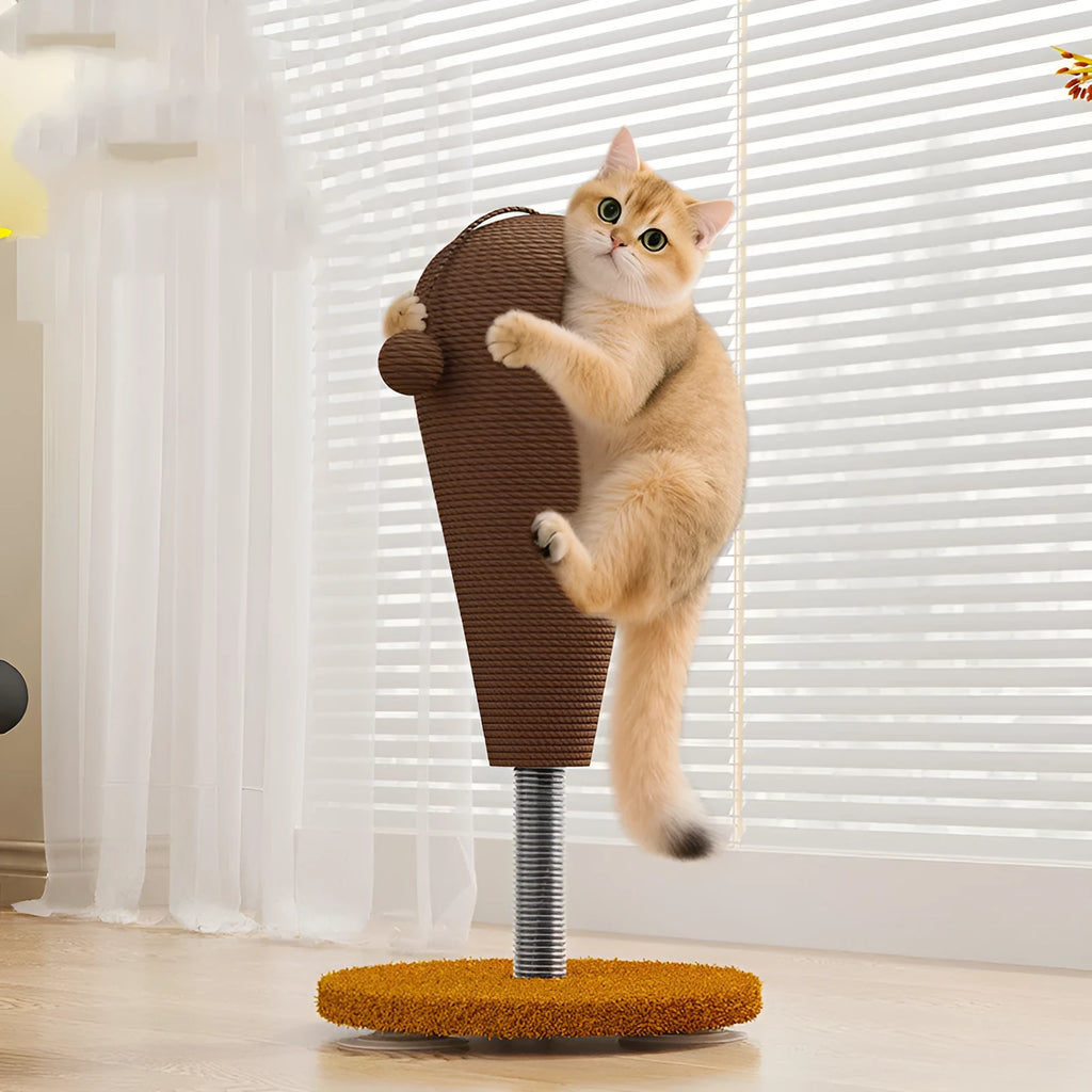 Cat scratching post with hemp rope texture and removable self-grooming component in large and small sizes