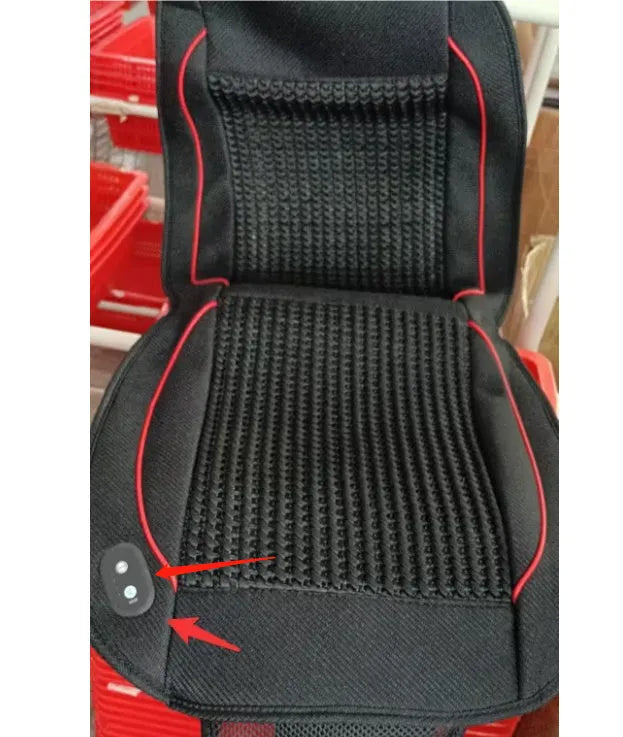 Square black car ventilation seat cushion with power cord for 12V or 24V systems