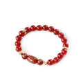 A red agate Guanyin bracelet with edge rosary design and auspicious patterns, unisex New Chinese style.