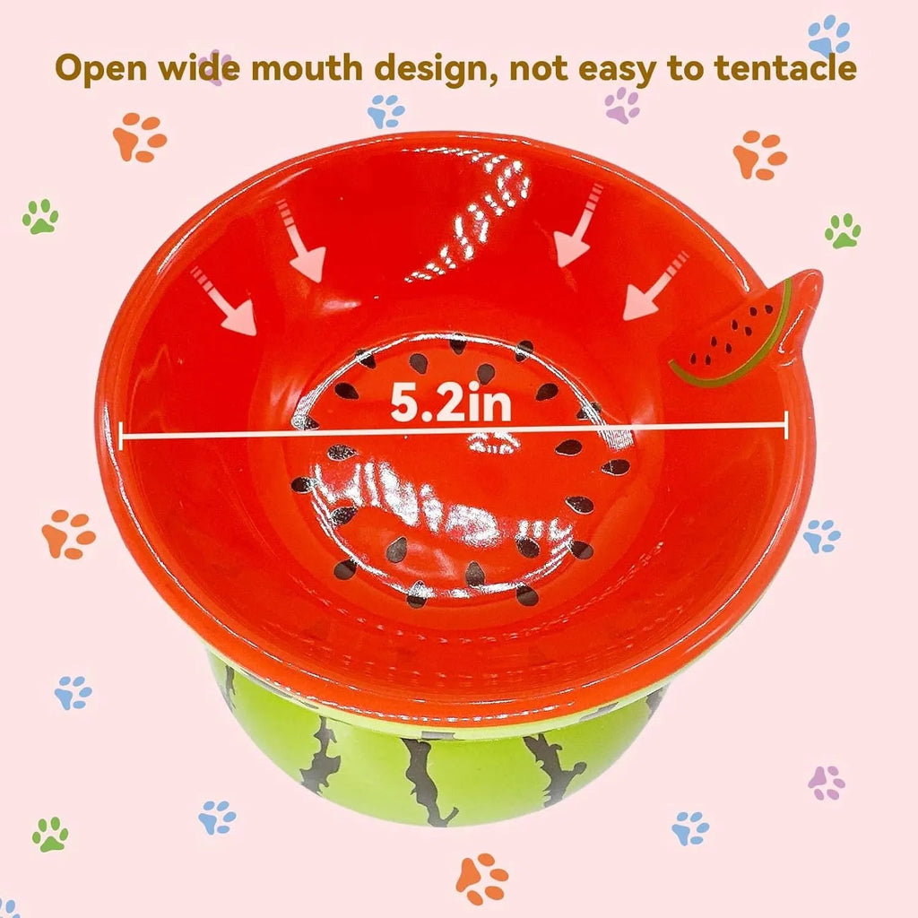 Ceramic raised cat bowl with tilted design in orange, pitaya, or watermelon colour options