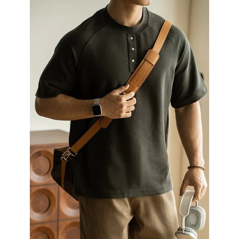 Casual loose top with raglan sleeves in terry texture fabric showing smoky grey colour option
