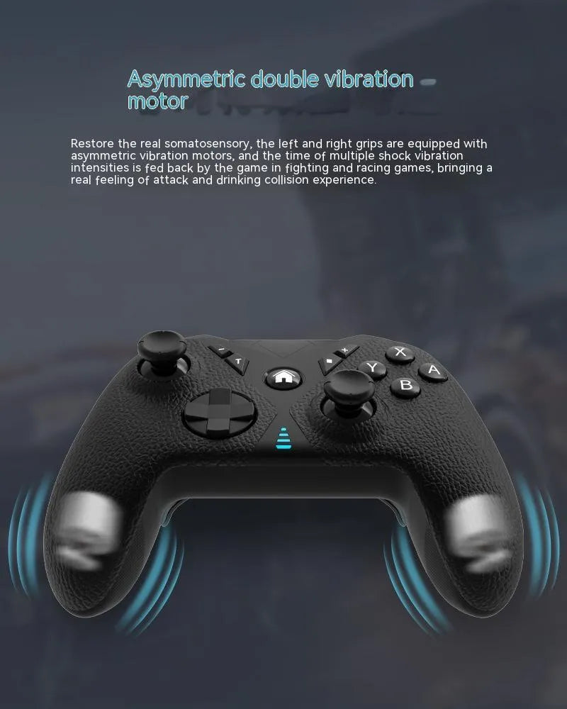 Black wireless game controller with leather pattern texture for Nintendo Switch and mobile phones.