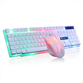 Limei GTX300 black and white gaming keyboard and mouse set with backlit keys on desktop