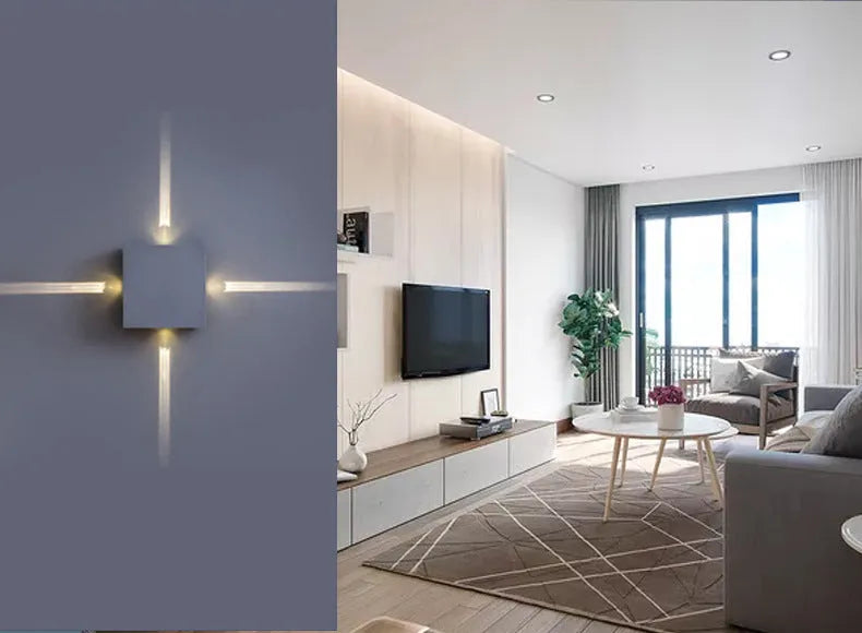 Modern square and round LED aluminium wall light with iron lampshade in Chinese style for living room