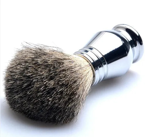 CSB men's shaving set with badger brush, safety razor, chrome stand, zinc bowl, and blades